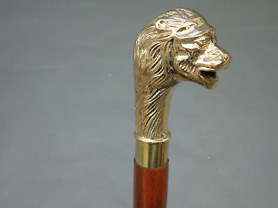 #ad Designer Brass Victorian Lion Head Handle Style Vintage Wood Walking Stick Cane $38.19