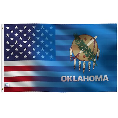 #ad 3x5 ft Oklahoma amp; American Flag Blend: 100% Polyester Banner Double Sided $31.95