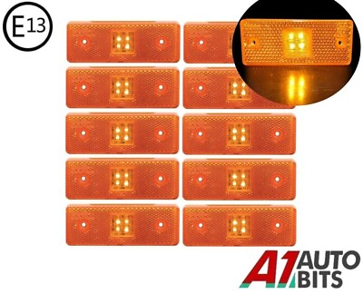 #ad 10 Pcs 12v Led Orange Amber Side Marker Light Lamp Trailer Horsebox Van E Mark GBP 12.30