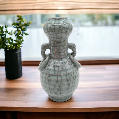 #ad Beautiful Chinese Yu Kiln Porcelain Crackle Vase Bottle Old Pottery Bud Vase $44.95