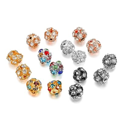 #ad 30pcs lot Glass Rhinestone Ball Bead imitate Crystal Spacer Loose Beads Jewelry C $3.21