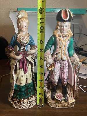 #ad A French Provincial Couple Bisque Figures Made In Japan 12 in tall Free Shipping $150.00
