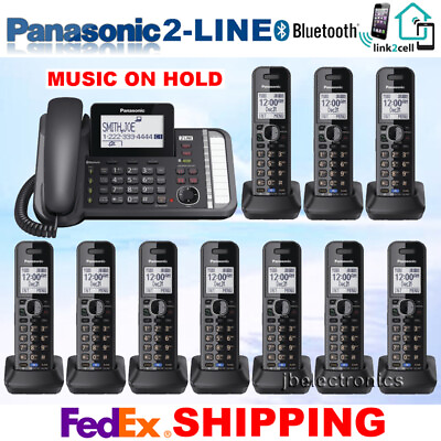 #ad PANASONIC KX TG9582B 2 LINE LINK2CELL 1 CORDED PHONE 10 CORDLESS HANDSETS $789.95