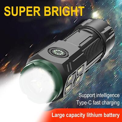 #ad LED Three eye Magnetic Flashlight with Side Light COB Work Light Type c Charging $5.15