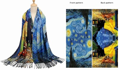 #ad 1PC Van Gogh quot;The Starry Nightquot; Double Sided Art Print Women Scarf Tassel Shawl $23.99