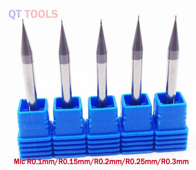 #ad Radius 0.1 0.15 0.2 0.25 0.3mm End Mill Tungsten Carbide Milling Cutter Drill $48.76