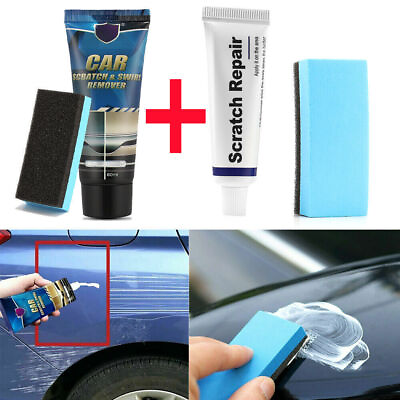 #ad 2PCS Magic Car Scratch Repair Kit Polishing Wax Body Compound Paint Remover Care $7.98