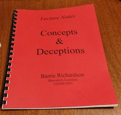 #ad Concepts amp; Deceptions; Richardson Barrie Lecture Notes Magic Book $29.95