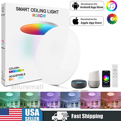 #ad 50W Smart LED Ceiling Light RGB Changing Dimmable Flush Mount Lights Fixture USA $24.95