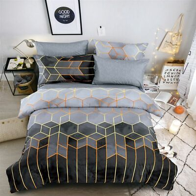 #ad Duvet Cover Set Geometry Bedding Cover Pillowcase Home Textiles Bed Blankets $93.09