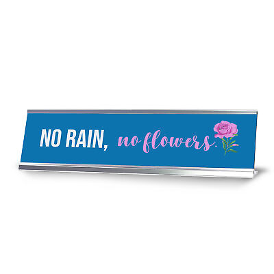 #ad No Rain No Flowers Silver Frame Rose Desk Sign 2x8quot; $14.24