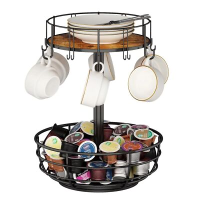 #ad Coffee Bag Holder Basket Organizer Counter Rotating 12 Coffee Cups Kitchenware $44.28