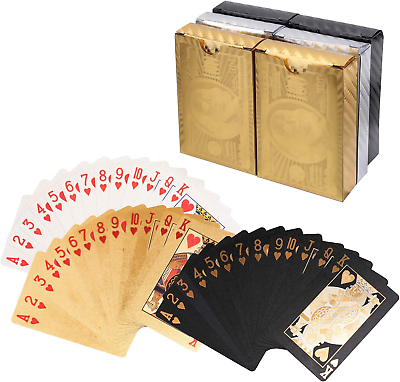 #ad Yopay 6 Decks of Playing Cards Luxury 24K Foil Waterproof Cards Plastic Family $28.36