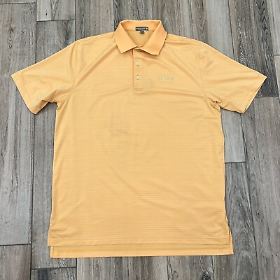 #ad Peter Millar Summer Comfort Orange Stripe Polo Size L Cascata Golf Club Defect $19.95