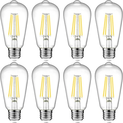 #ad Ascher Vintage LED Edison Light Bulb E26 ST58 2700k 700lm 6W 8 Pack $23.99