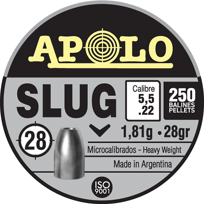 #ad APOLO Slug HP 250 Count HOLLOW POINT 5.5mm .22 Caliber 28GR Premium Air Pellets $18.95