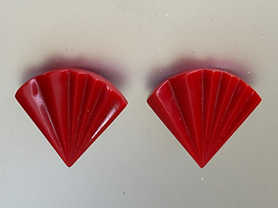 #ad #ad French Vintage Creator Earrings Red Plastic Fan 2.5cm $49.00