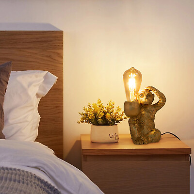 #ad Modern Resin Sitting Monkey Table Lamp Gold Desk Lamp Lighting Fixture Decor 60W $55.90