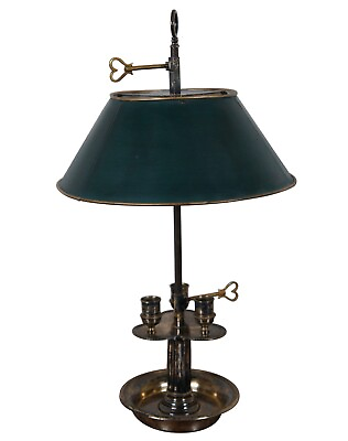 #ad Antique French Bouillotte Directoire 2 Light Tole Candelabra Parlor Lamp 20quot; $822.50