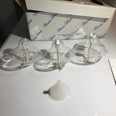 #ad VINTAGE Set of 3 Princess House Crystal Floating Oil Lamps with Wicks Never Used $9.99