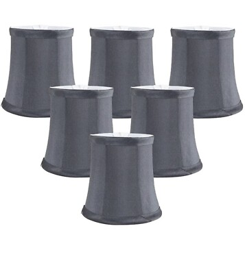 #ad #ad Meriville Set of 6 Gray Faux Silk Clip On Chandelier Lamp Shades 3.5 inch by ... $25.00