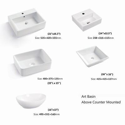 #ad MEJE 14 16 19 21quot;Above Counter Bathroom Vessel Sink Wall Mounted Art Wash Basin $58.00