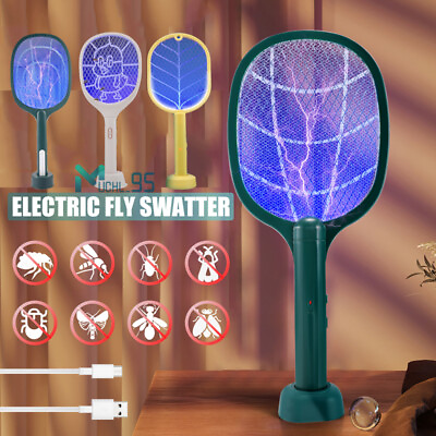 #ad High Voltage Electric Fly Swatter USB Rechargeable Mosquito Zapper Insect Killer $21.67