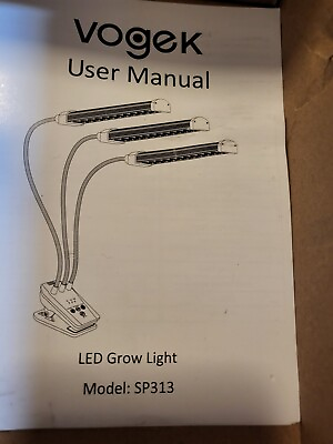 #ad Vogek SP313 Black Plant LED Grow Light With User Manual And Power Cord $24.99