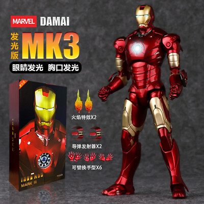 #ad LED Light Up Iron Man MK1 MK2 MK5 Mk4 MK3 6 7 42 43 Action Figure Toy Collection $50.34