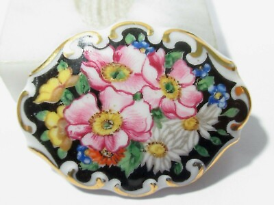 #ad Antique Flower Brooch Pin Porcelain Pretty Flowers Germany $29.00