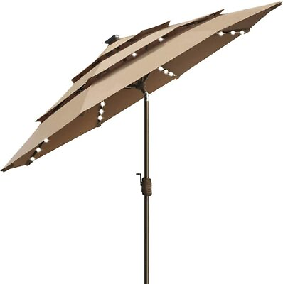 #ad EliteShade USA Umbrella Solar 9ft 3 Tiers Market Umbrella with 80 LED Lights $239.95