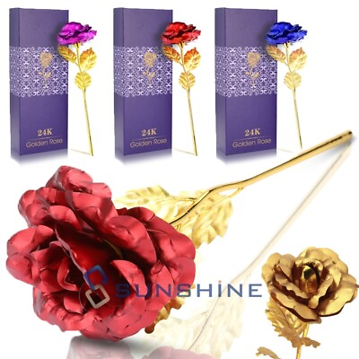 #ad Gold Plated Real Rose 24K Dipped Flower Valentine#x27;s Day Love Gift For Her Decor $16.75
