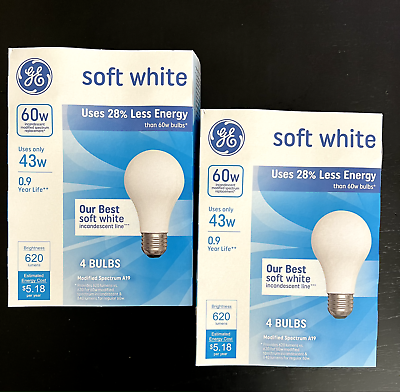 #ad #ad 8 Light Bulbs GE 60 Watt Soft White Basic Light Bulbs A19 2 Pack 4 Bulbs Each $23.99
