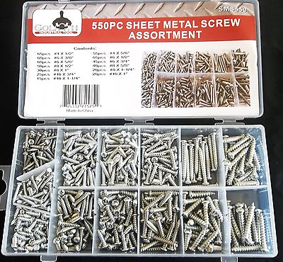 #ad 550pc GOLIATH INDUSTRIAL SMS550 SHEET METAL SCREW ASSORTMENT PHILLIPS ASSORTED $16.99