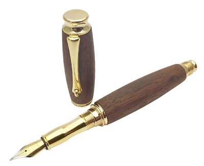 #ad Fountain Pen Walnut Brown US Wood medium nib without ink Japan $149.99