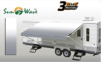 #ad SunWave RV Awning Replacement Fabric 16#x27; Actual Width 15#x27;2quot; Grey Fade $120.00