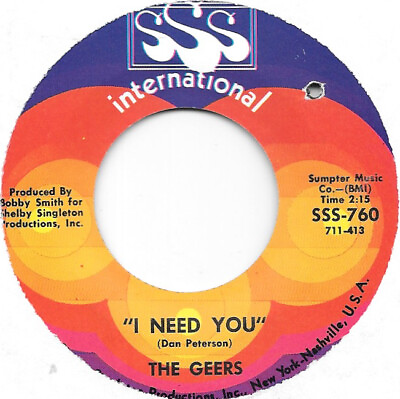 #ad THE GEERS I Need You on SSS International garage 45 HEAR $15.00