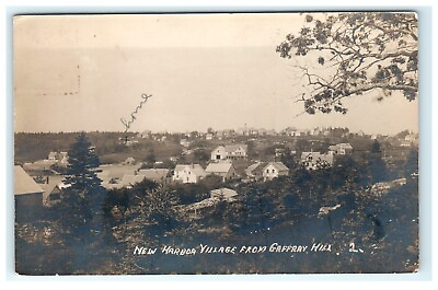 #ad 1917 New Harbor Village From Hill Town Residence View RPPC Real Photo Postcard $31.88