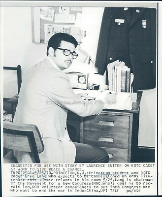 #ad 1970 Princeton Student ROTC Cadet Greg Lang Army Lieutenant Military Desk Photo $19.99