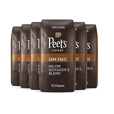#ad Peet#x27;s Coffee Dark Roast Ground Coffee Major Dickason#x27;s Blend 6Bags 10.5 oz $29.95
