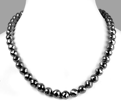 #ad Super Shine Genuine 9 mm Rare Black Diamond Necklace 22 inches Certified $374.98