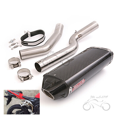 #ad CBR600RR 2003 2004 Slip on for Honda Exhaust System Connect Pipe Muffler Carbon $335.95