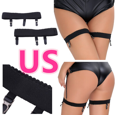 #ad US Women Elastic Antiskid Leg Garter Thigh high Belt Garters Suspender with Clip $5.69