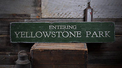 #ad Entering Yellowstone National Park Rustic Distressed Wood Sign $189.00