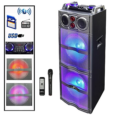 #ad beFree Sound BFS 5501 Double 10 Inch Subwoofer Bluetooth Portable Party Speaker $138.60