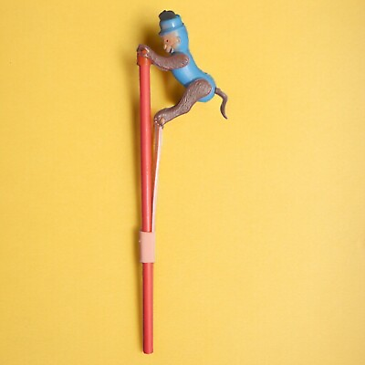 #ad Vintage 1960#x27;s Plastic Flipping Acrobatic Circus Monkey on Pole Toy Hong Kong $22.00