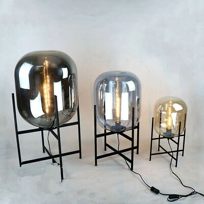 #ad Glass Table Decoration Lamp Bedroom Black Frame Incandescent Bulbs US Plug Type $429.63