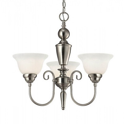 #ad #ad Brushed Nickel with Alabaster Glass 3 Light Chandelier $49.99
