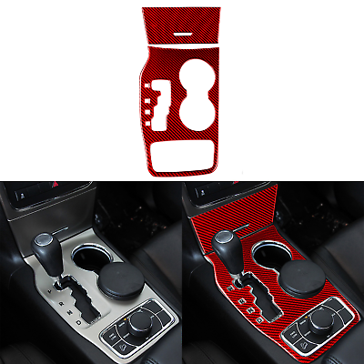 #ad Red Carbon Fiber Console Gear Shift Panel Cover For Jeep Grand Cherokee 2011 13 $22.89