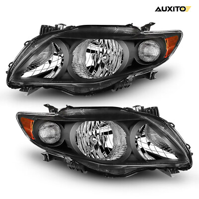 #ad Fits 2009 2010 Toyota Corolla Black Headlight Headlamps LeftRight Pair Assembly $75.99